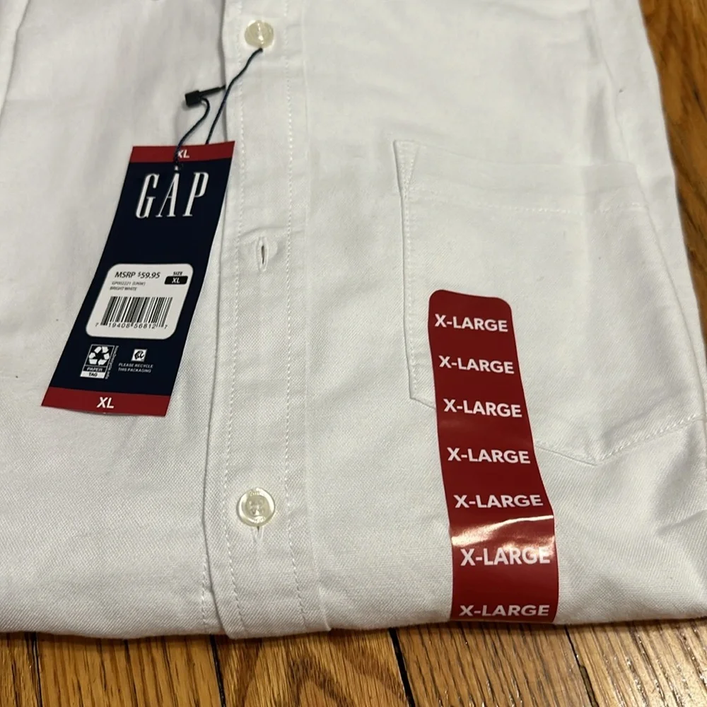 Mens GAP white long sleeve button up shirt XL NWT! - Picture 5 of 13